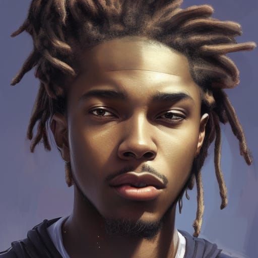 Detailed Portrait of a Black Teen with Dreadlocks