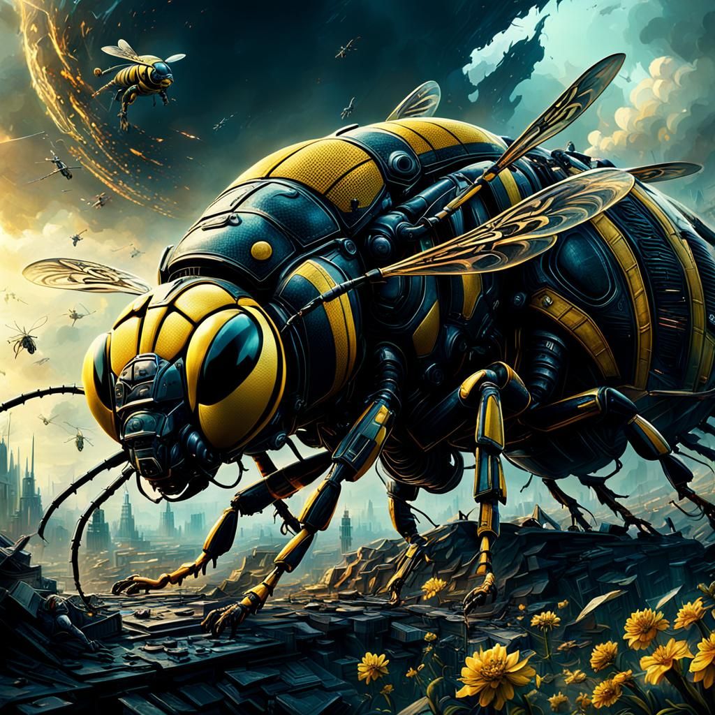 Dramatic Digital Painting of Yellowjackets