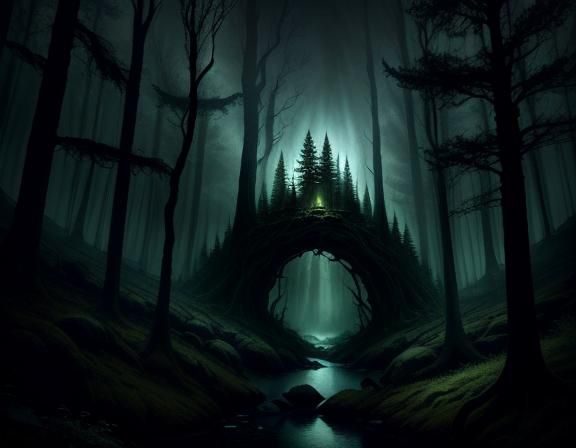 Ominous Dark Fantasy Forest Landscape