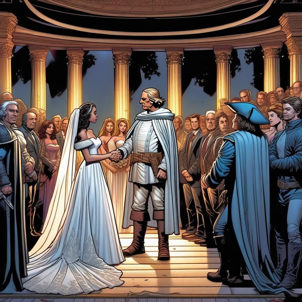 Christopher Columbus and his bride, Mark Brooks and Dan Mumford, comic book art, perfect, smooth