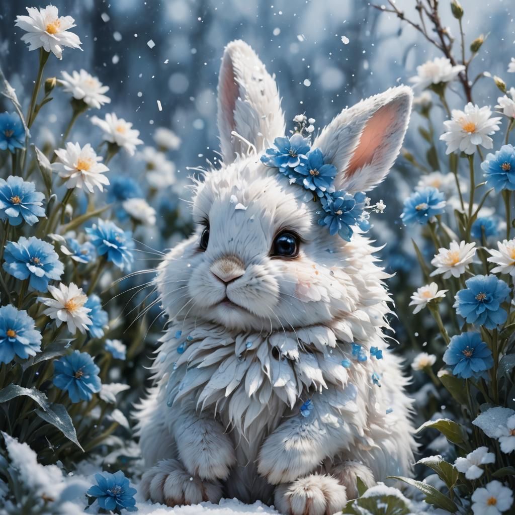 Baby bunny in the snow