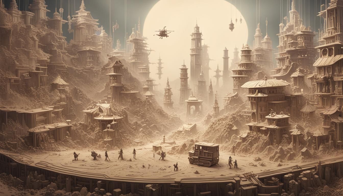 Dreamy Robot Butlers in Papercut Landscape