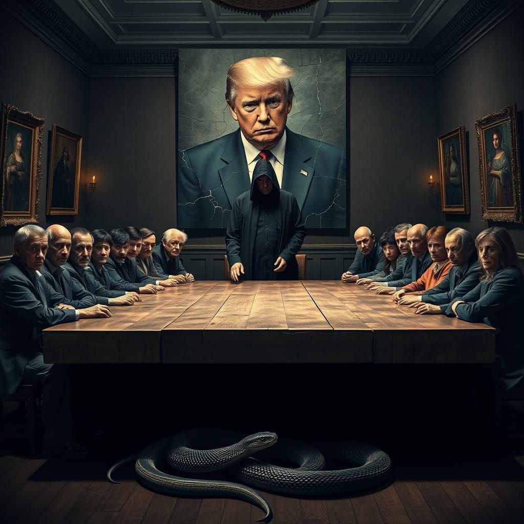 Ominous Supper: Thirteen Figures in Gothic Setting