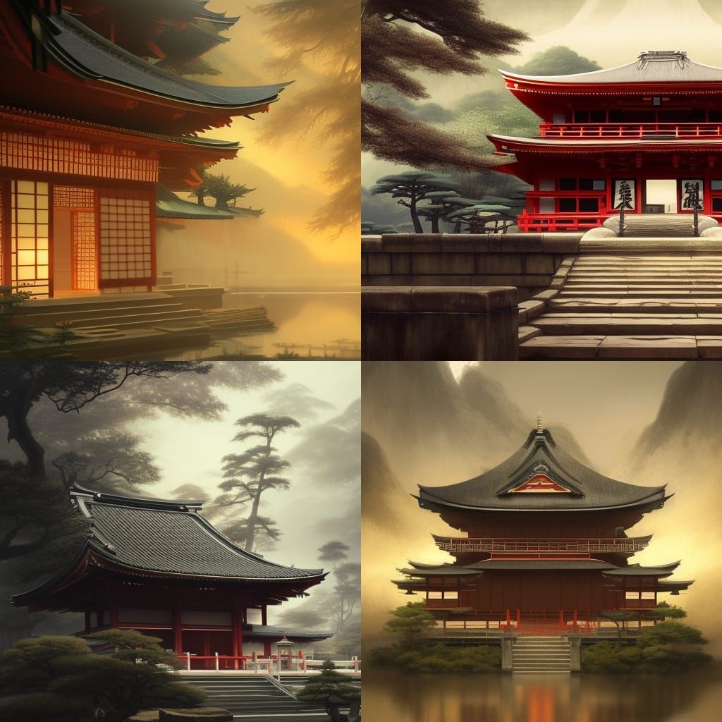 Dark Fantasy Japanese Temple Concept Art