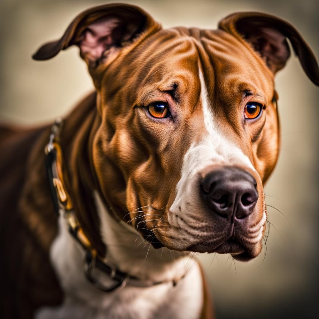 Portrait of a Pretty Pitbull Dog in HDR