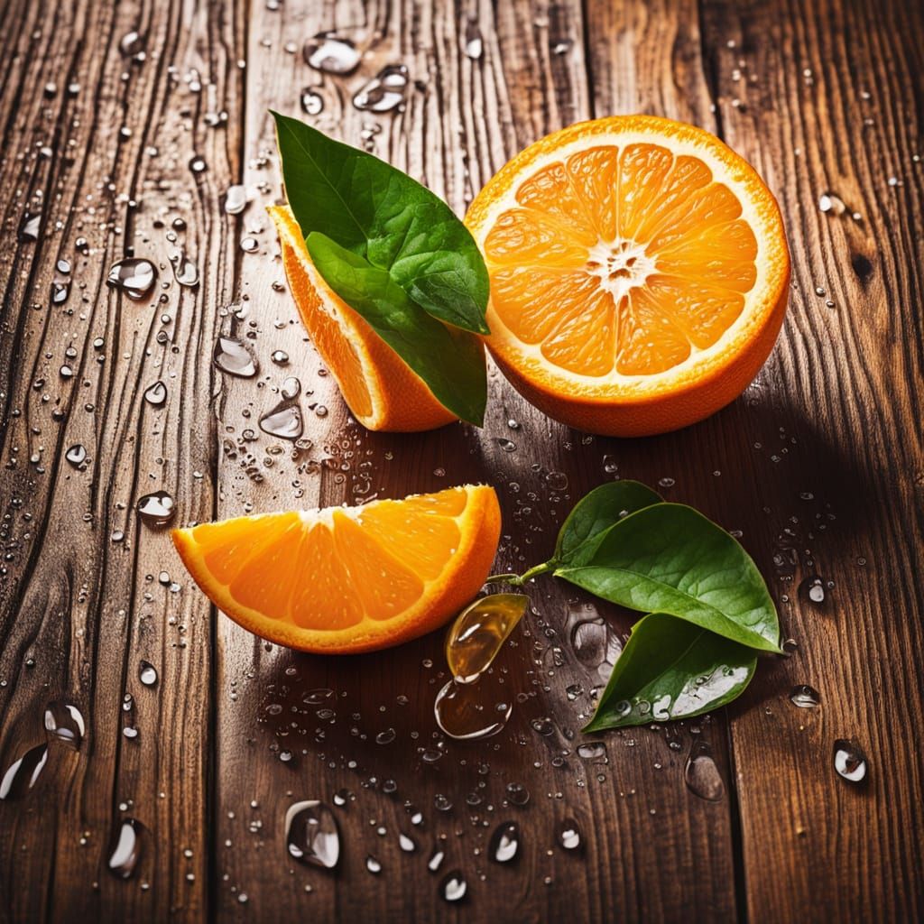 Macro Still Life: Sliced Orange with Glistening Juice