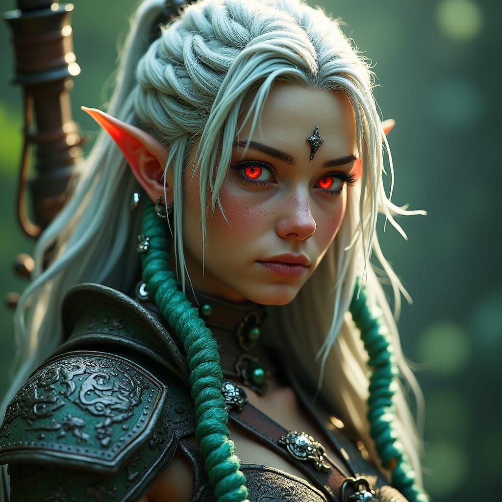 Half-Elf Warrior with Red Eyes and Dreadlocks