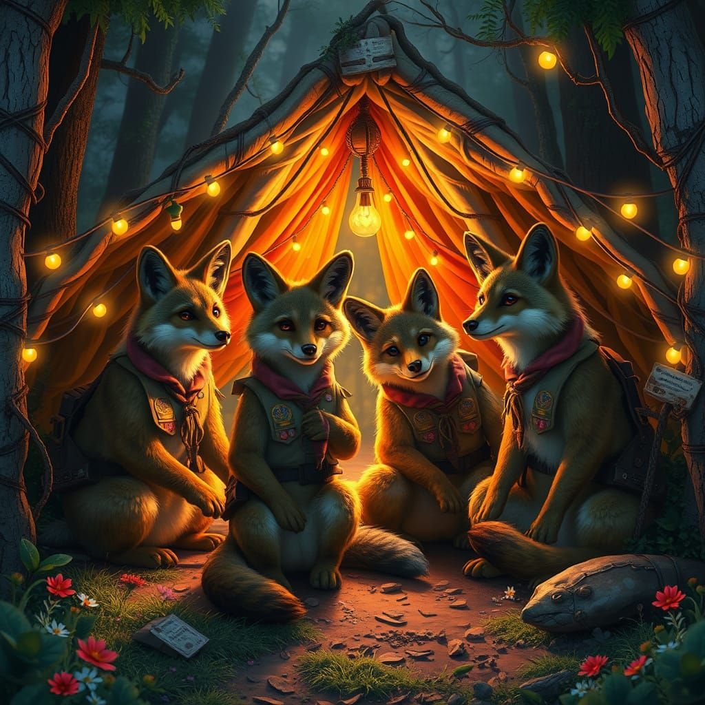 Anthropomorphic Coyotes Build Whimsical Survival Shelter in ...