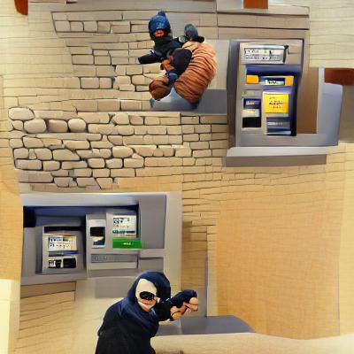 Vintage Bank Robbery Scene