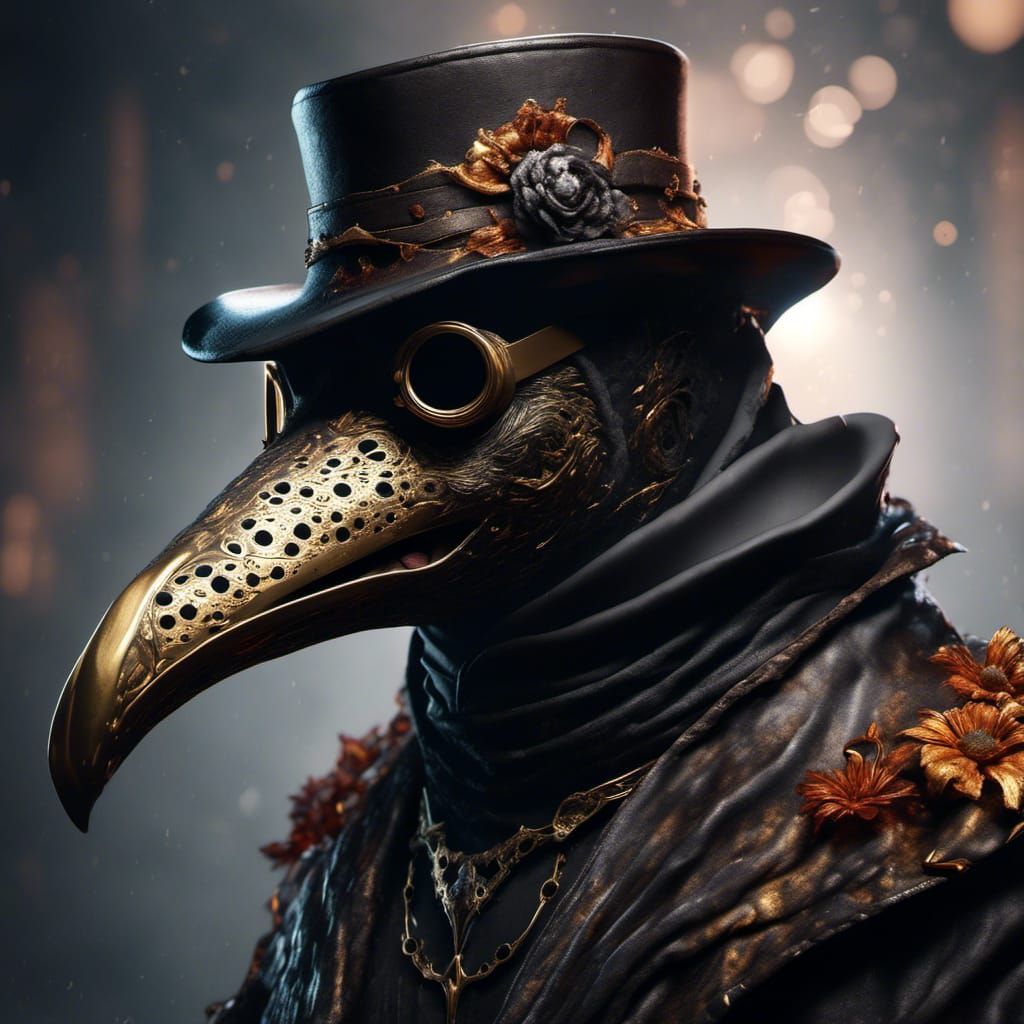 Bear Plague Doctor in Gothic Brutalist Style