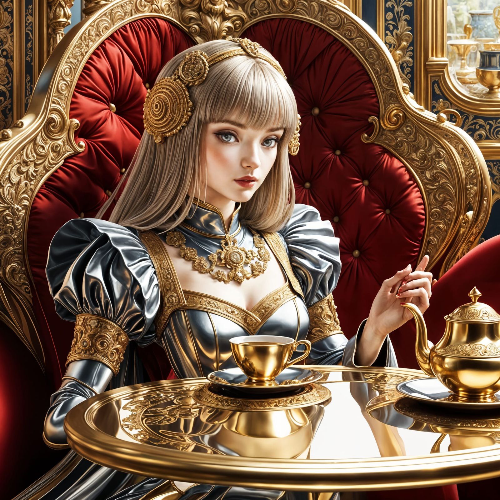 Regal Woman in Whimsical Vogue Style