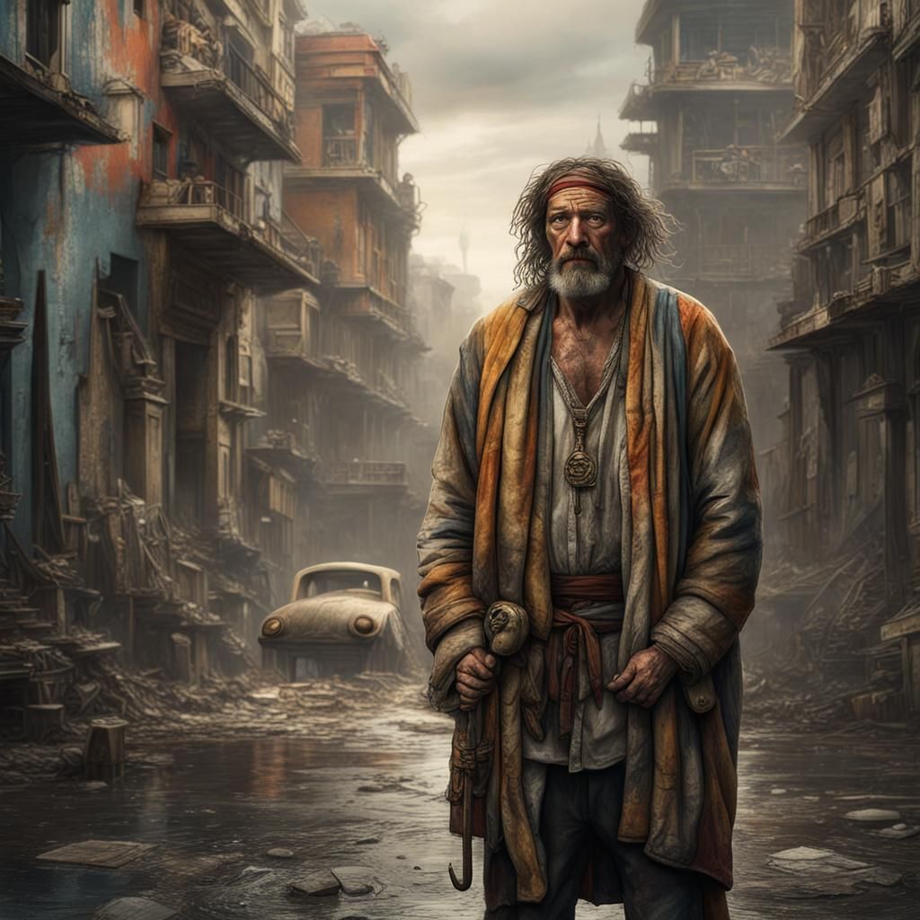 Beggar in Atlantis: Piet Mondrian Style