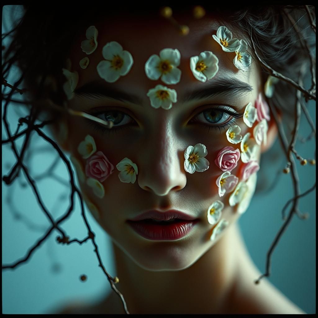 Floral Face in a Cinematic Style