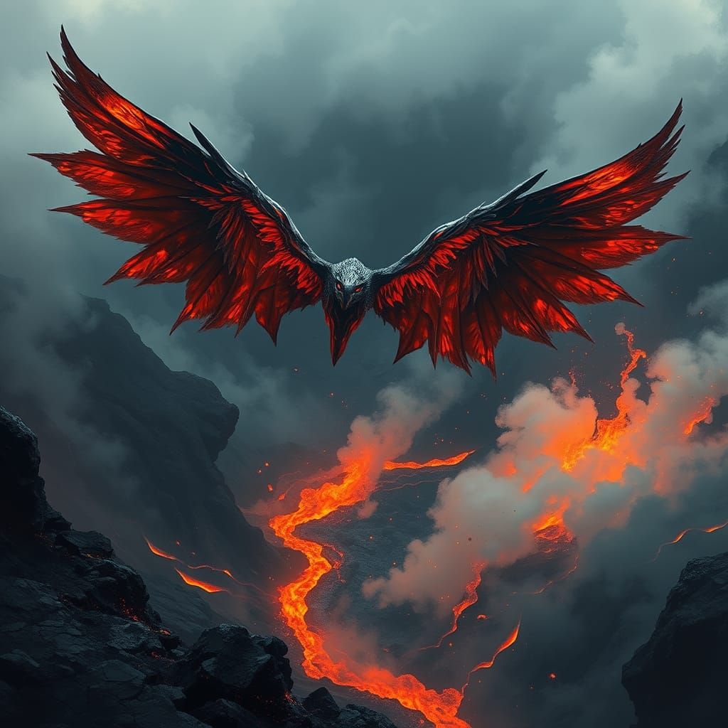 Winged Emberborn Entity Calms Volcanic Fury