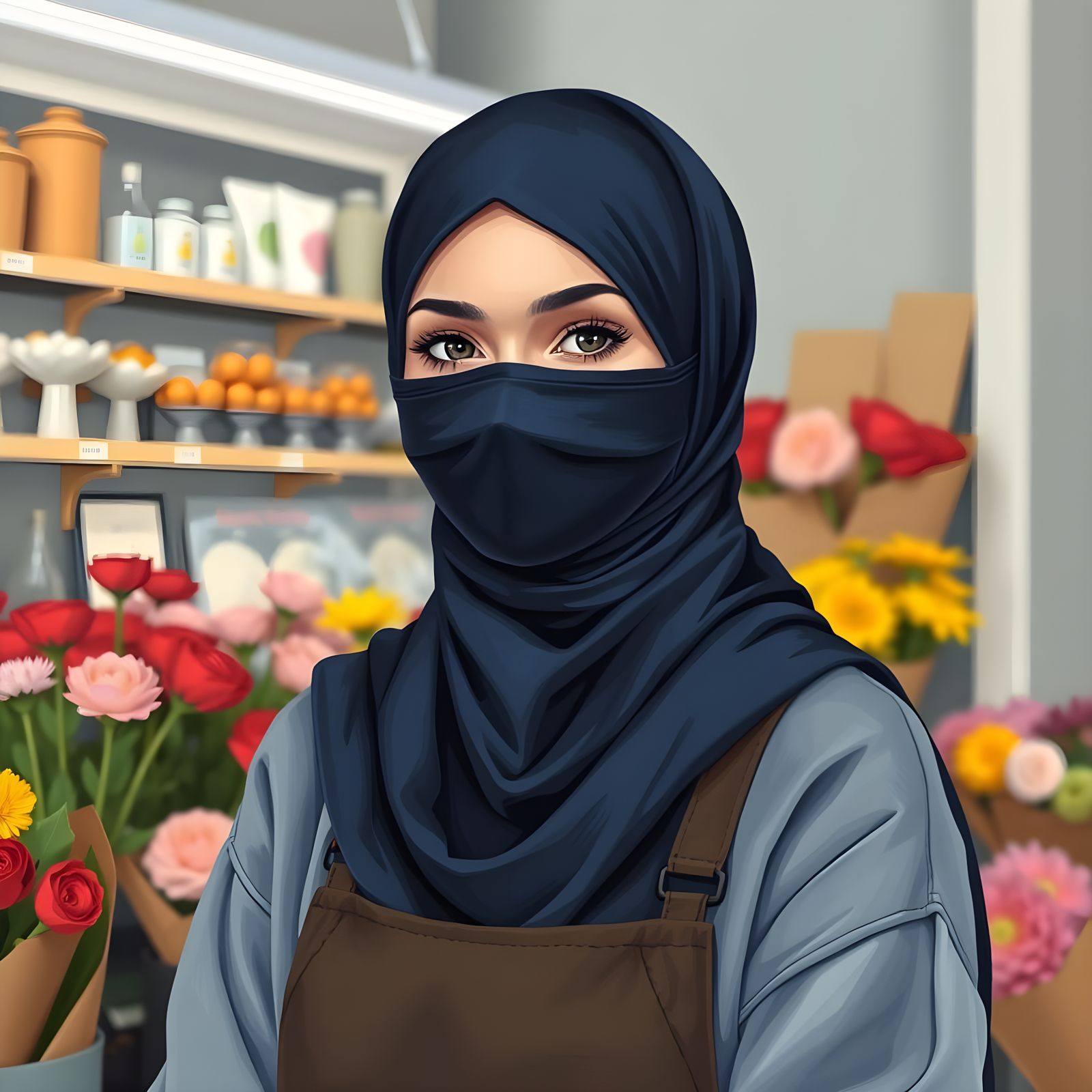 Modern Portrait of a Hijabi Florist in Flower Shop