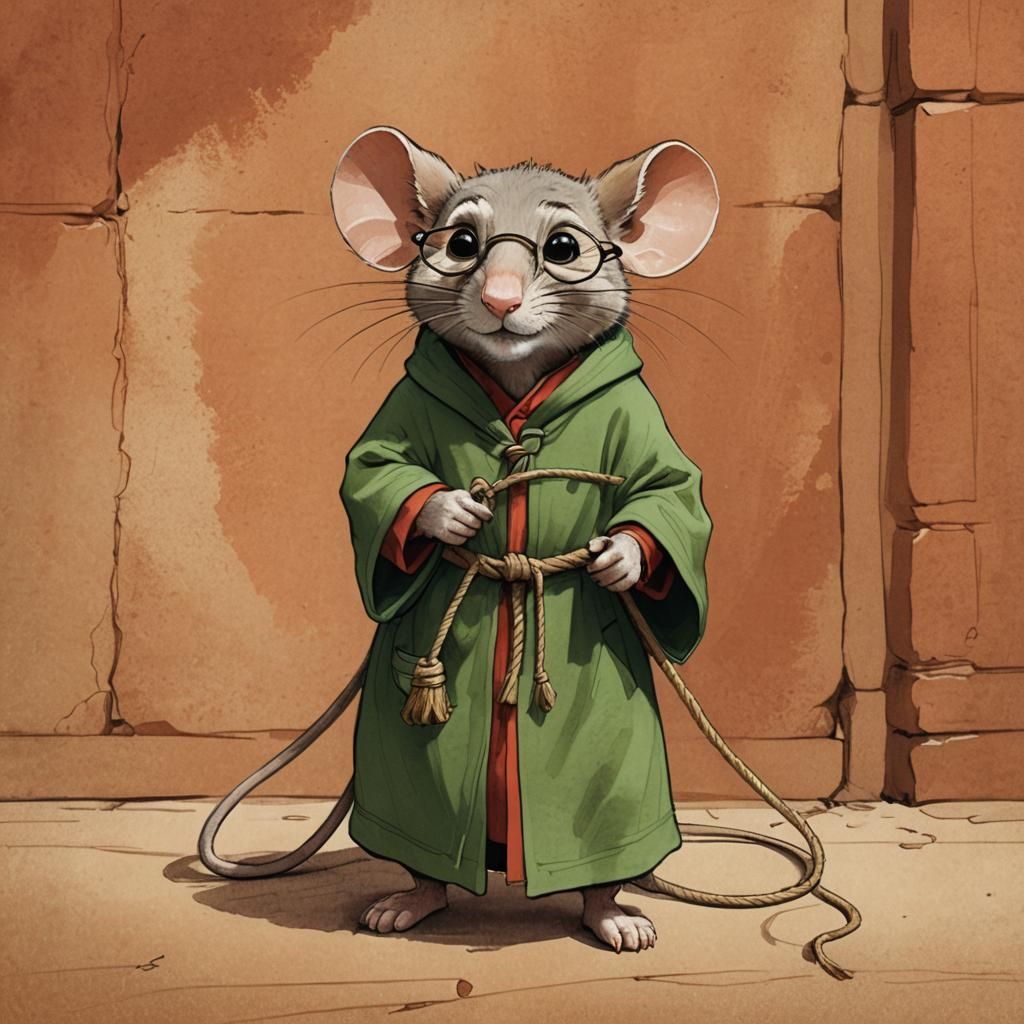 Redwall Abbot Mouse Sketch with Round Glasses
