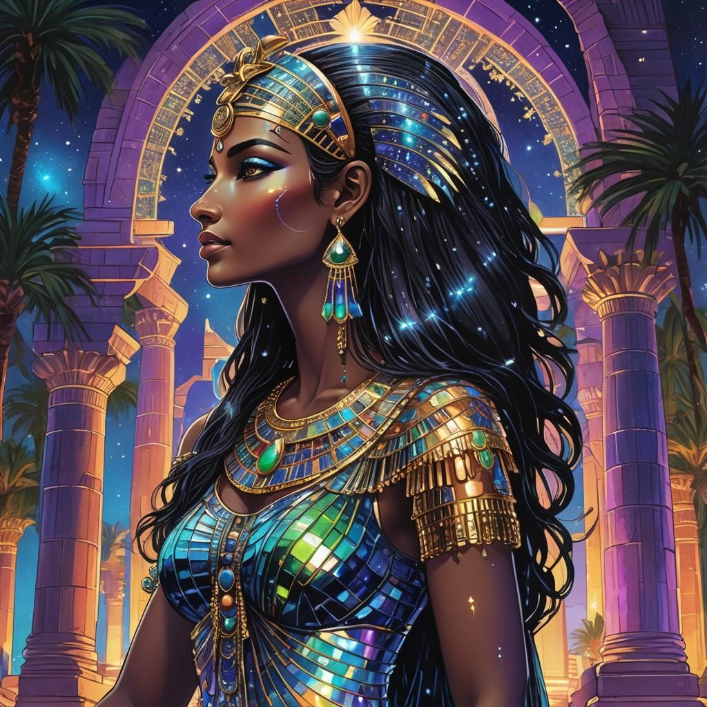 Egyptian Goddess in Blacklight Silhouette