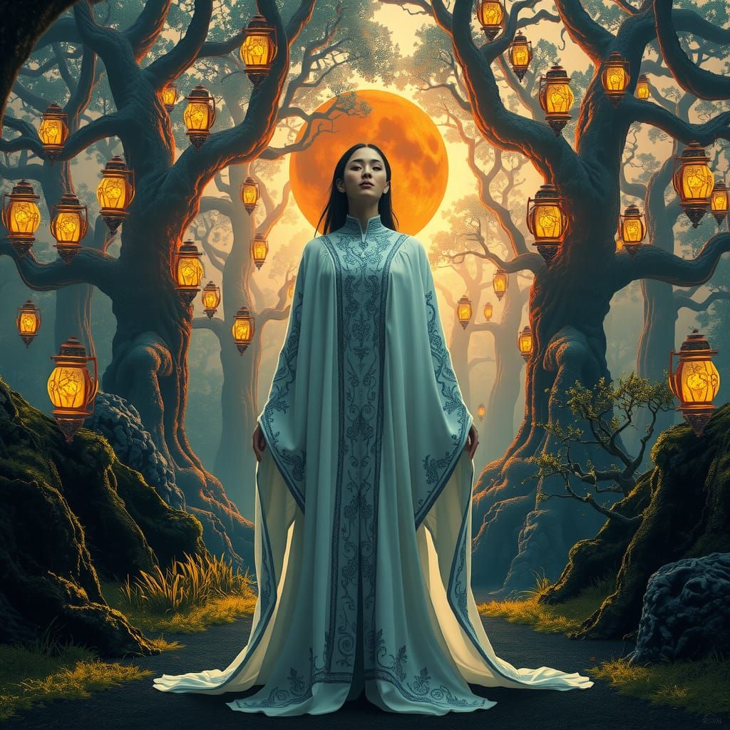 Sacred Equinox Goddess in Lush Forest Sanctuary