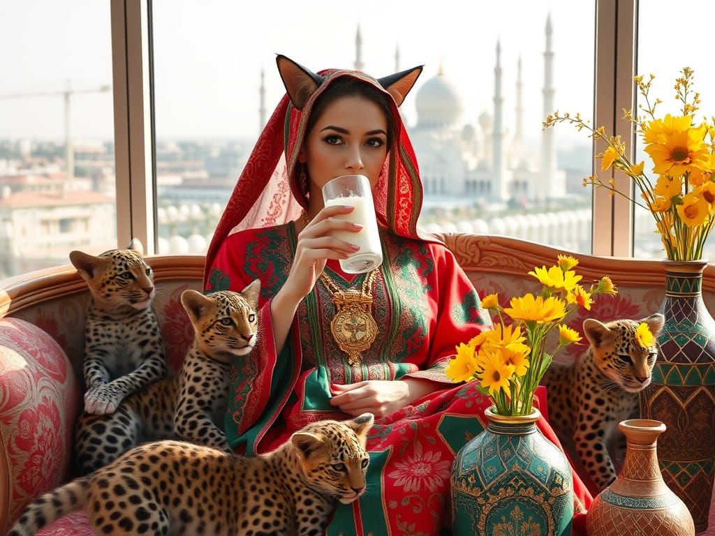 Arabic Woman with Cat Ears in Abu Dhabi
