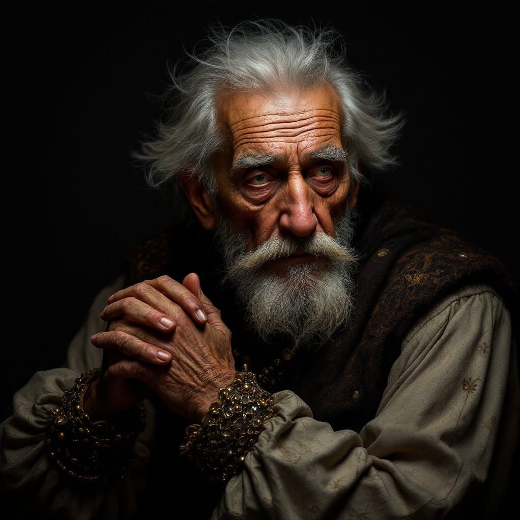 Baroque Elder: A Portrait in Rembrandt Style