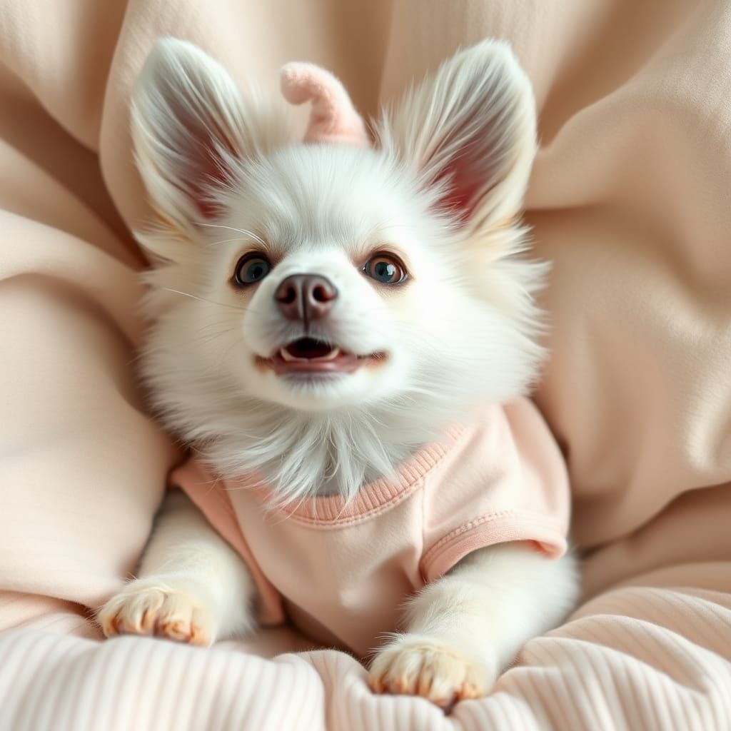 Adorable Angora Rabbit-Dog in 3D Style