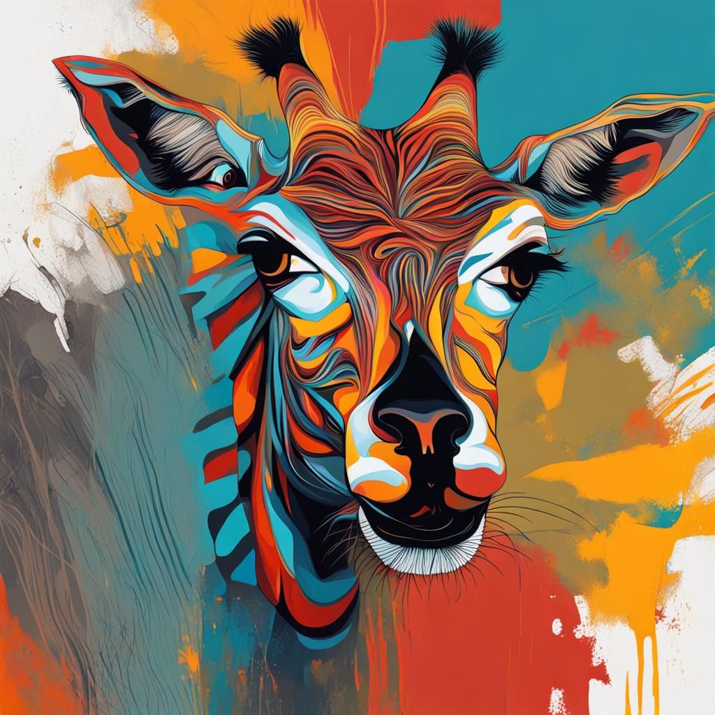 Abstract Animal Art in Complementary Colors