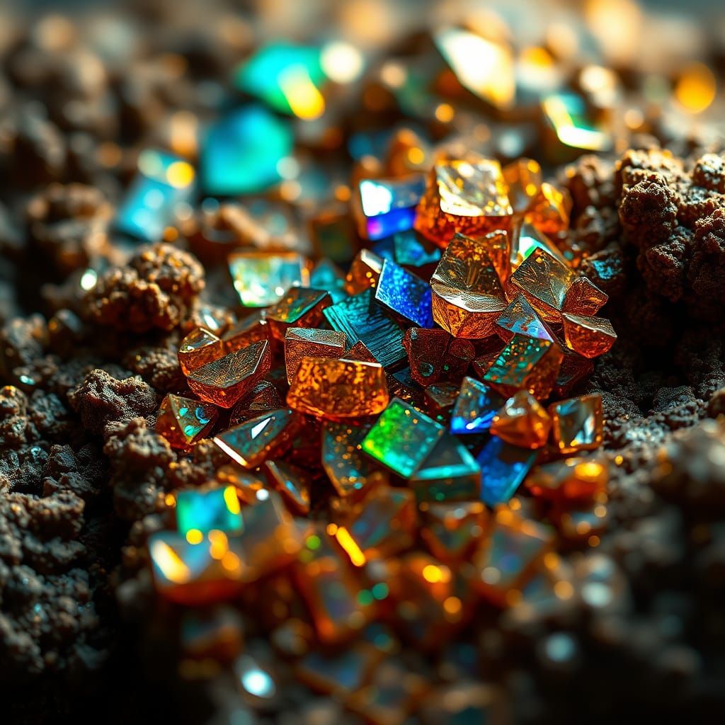 Macro Photograph of Iridescent Peacock Ore Crystals