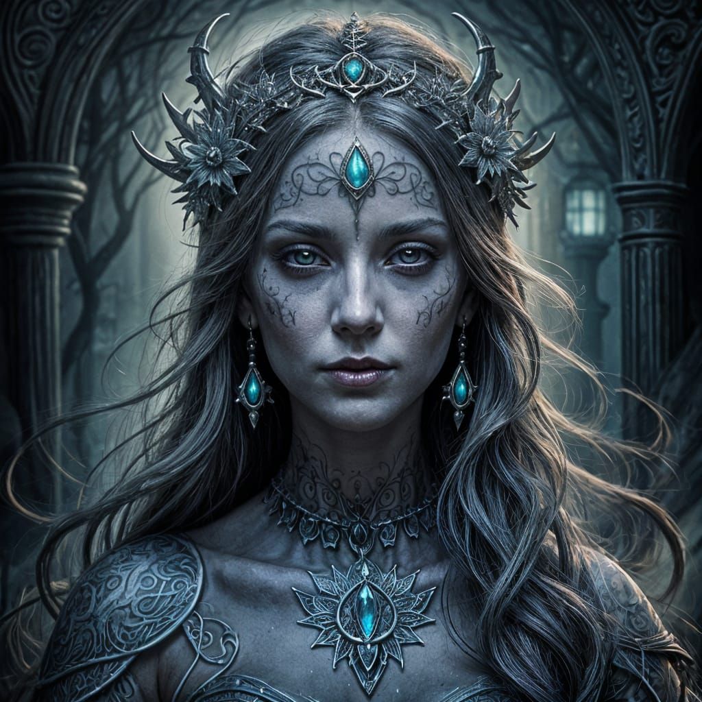 Ghostly Warrior Woman in Medieval Fantasy Aesthetic