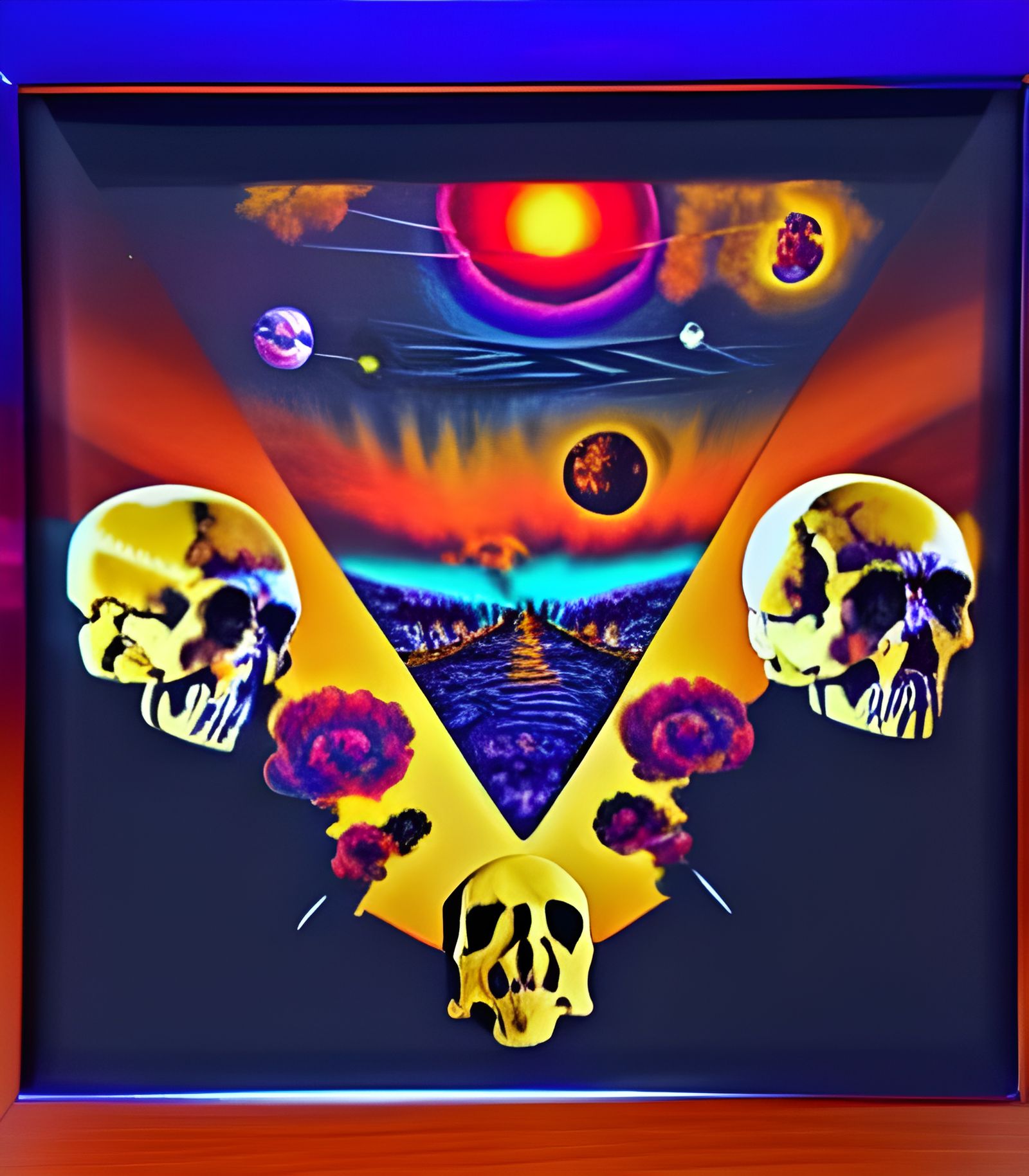 Surreal Arizona Sunrise with Skulls and Planets