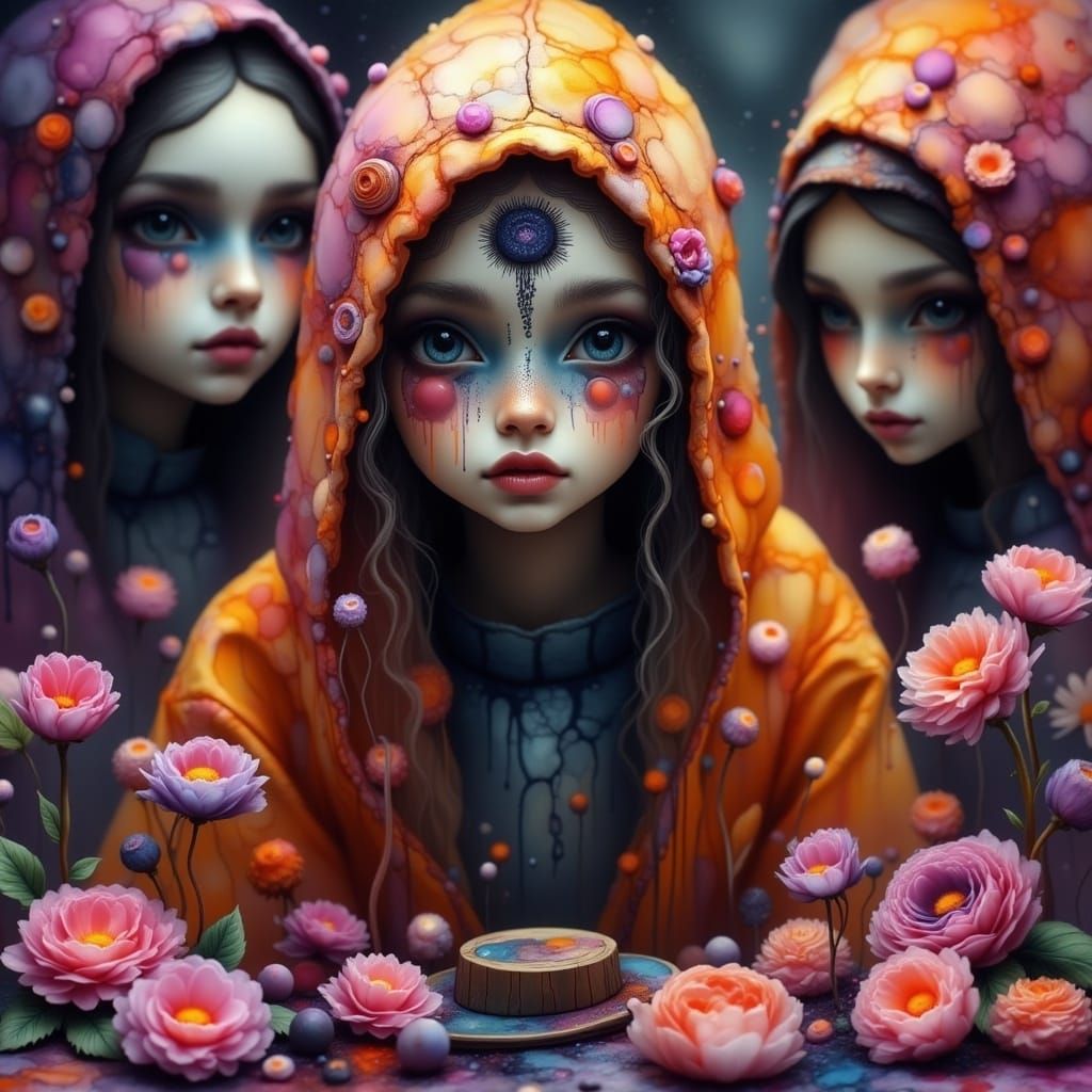 Whimsical Watercolor Landscape in Expressive Splatters