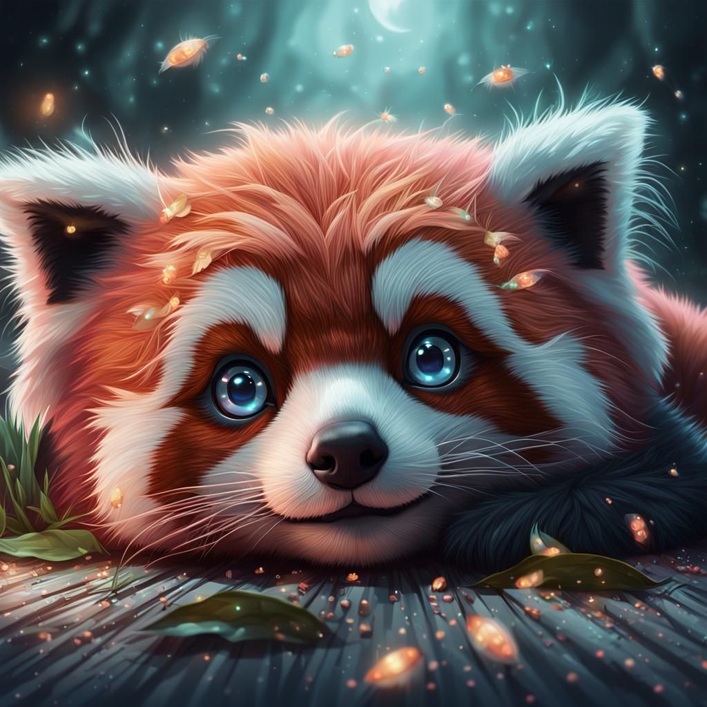Adorable Red Panda in Hyper-Realistic Digital Art