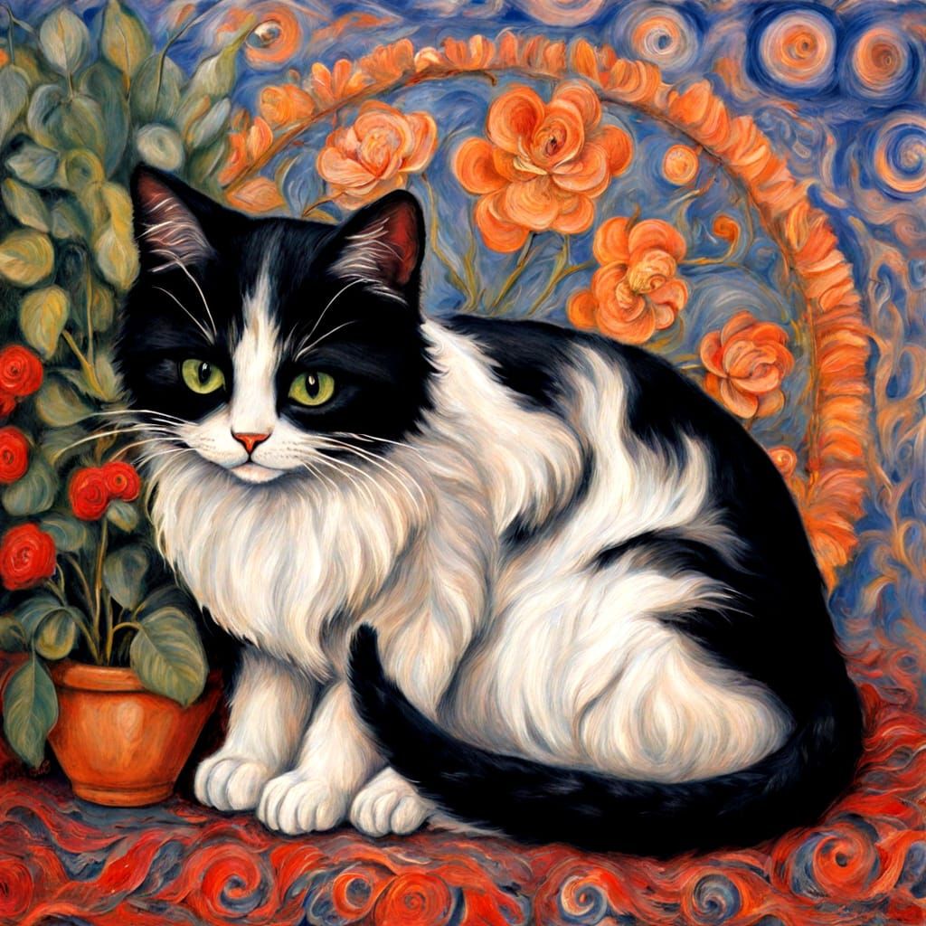 Felted and Real Cats Inspired by Impressionism