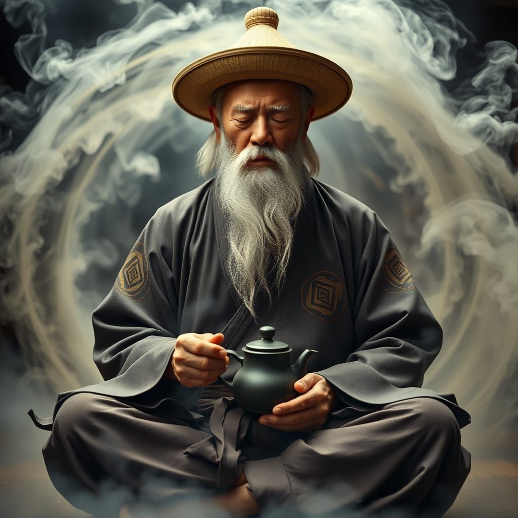 Meditative Martial Arts Master in Swirling Energy