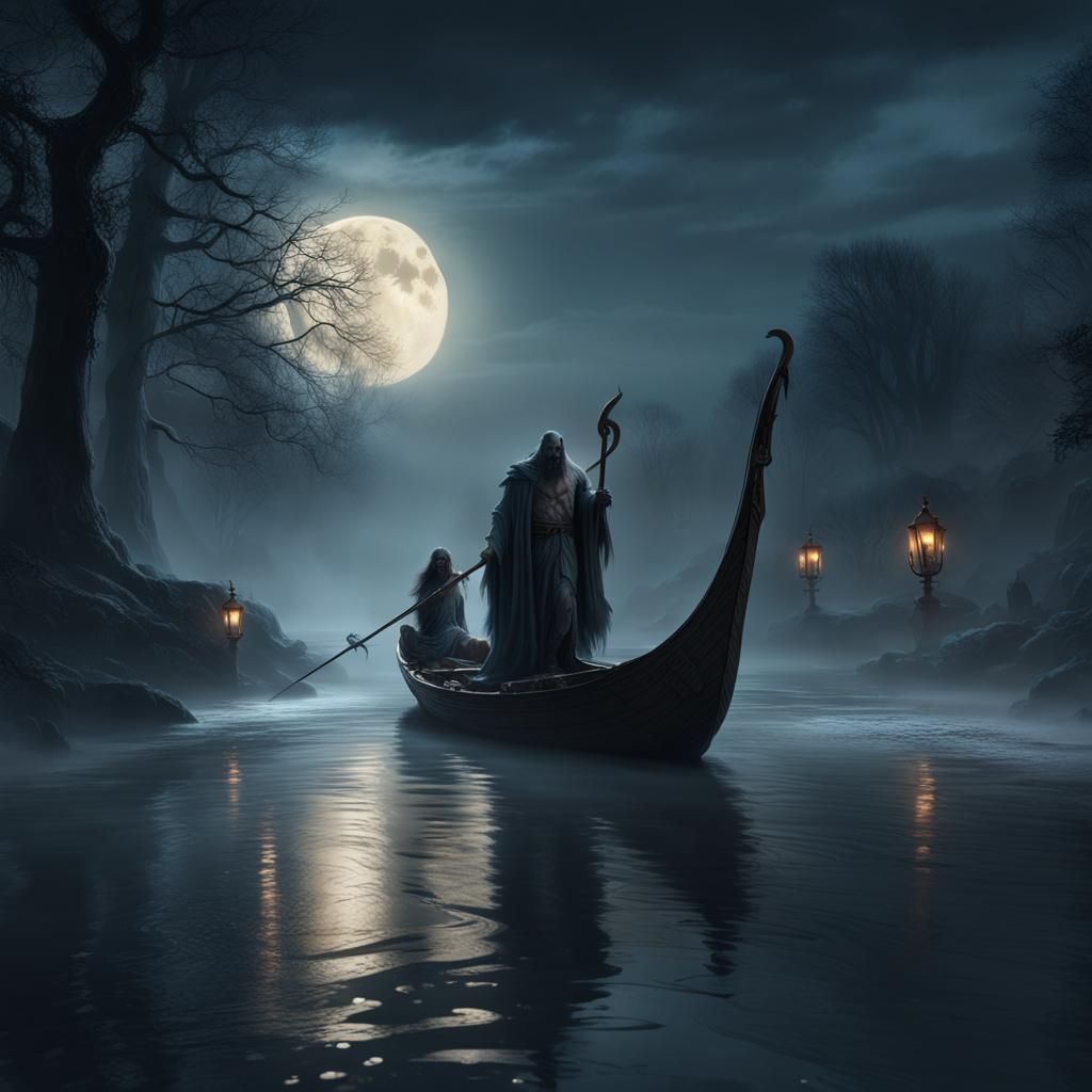 Charon the Ferryman of Hades with Passenger