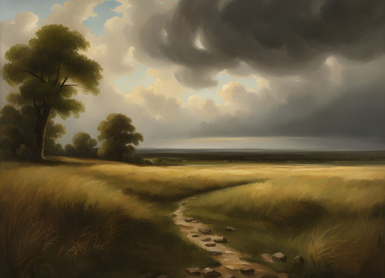 Vast Endless Field-Plain in Hudson School Style