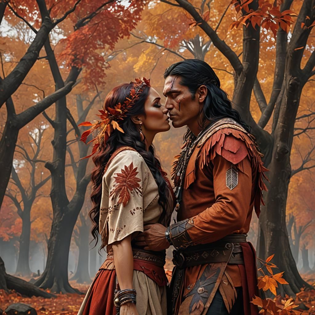 Romantic Autumn Encounter in New England