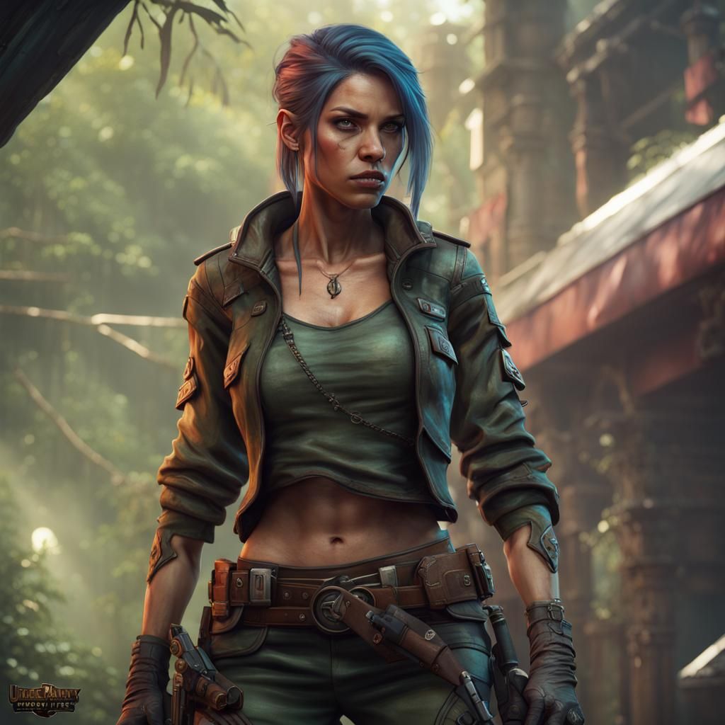 Cyberpunk Half-Elf Rogue Fantasy Concept Art