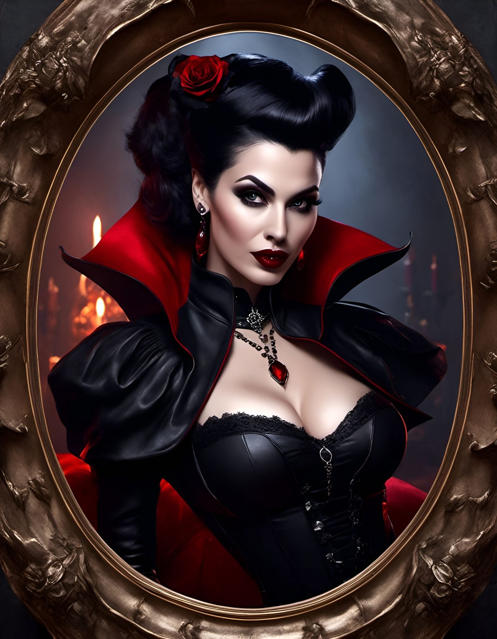 Gothic Vampire Pinup Portrait in Fantasy Style