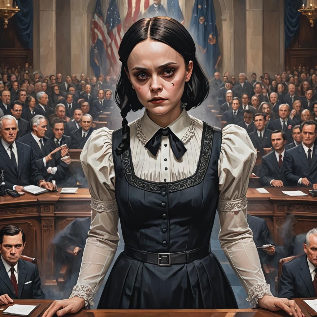 Wednesday Addams Addresses US Congress in Hyperdetailed Port...