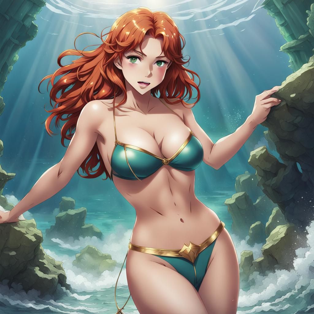 Anime Queen of Atlantis in Manga Style