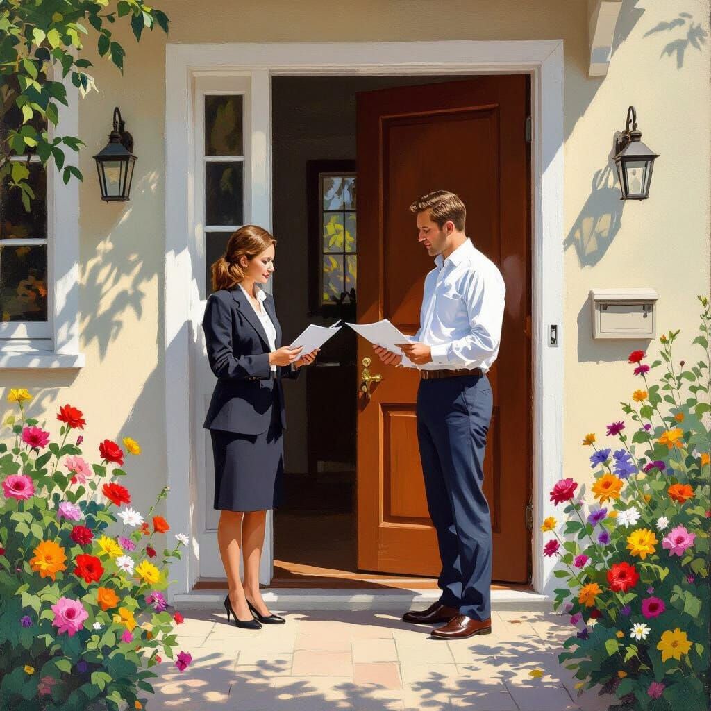 People Reviewing Lease Agreement in Garden Setting