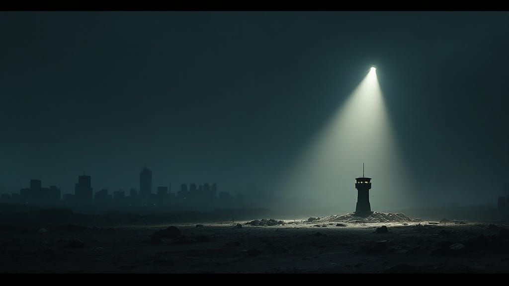 Watchtowers Over Gaza in a Gritty, Cinematic Style
