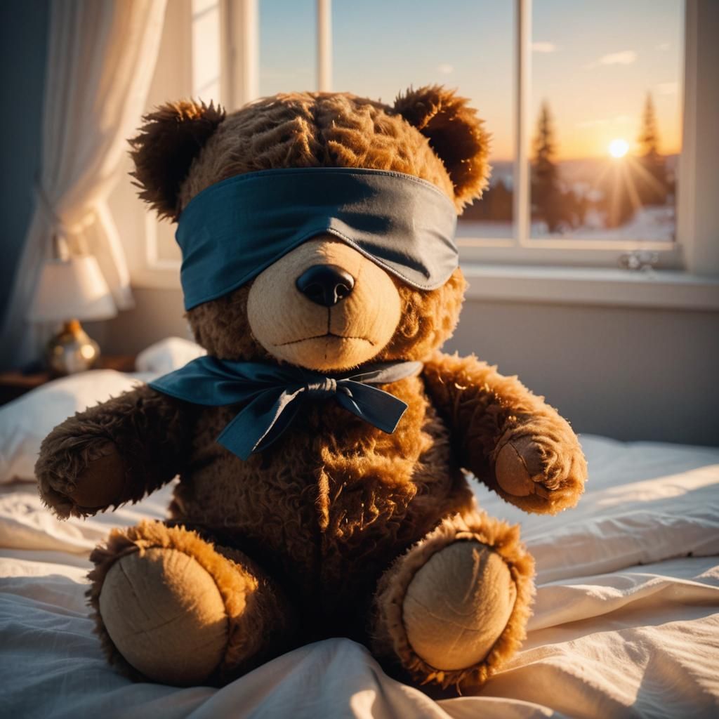 Teddy Bear in Sleep Mask, Scandinavian Interior