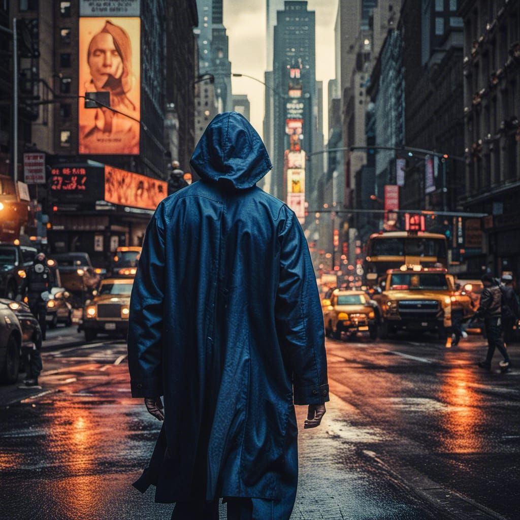 Police Officer in New York Street: Cinematic Image