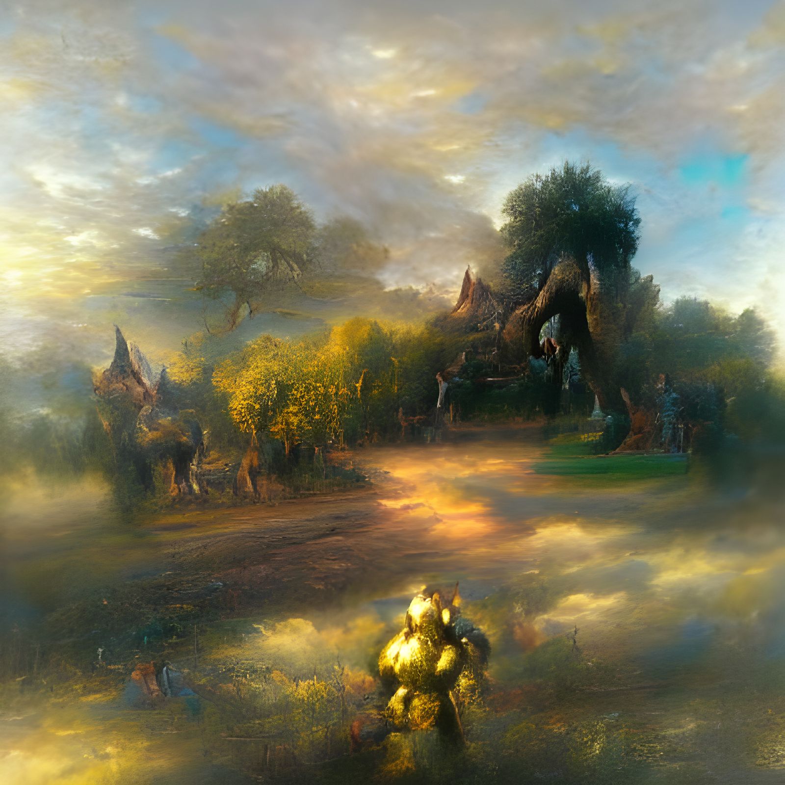 Olive Grove Oil Painting in Style of Old Masters