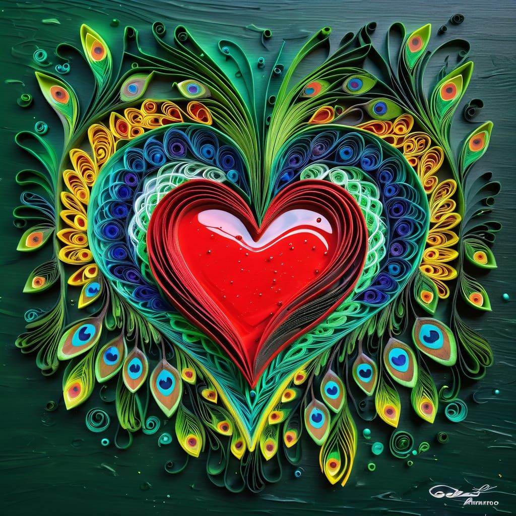 Vibrant Quilling Art of Melting Hearts in Cosmic Love