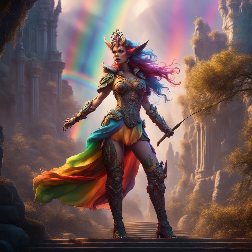 Rainbow Vixen: Detailed Fantasy Concept Art