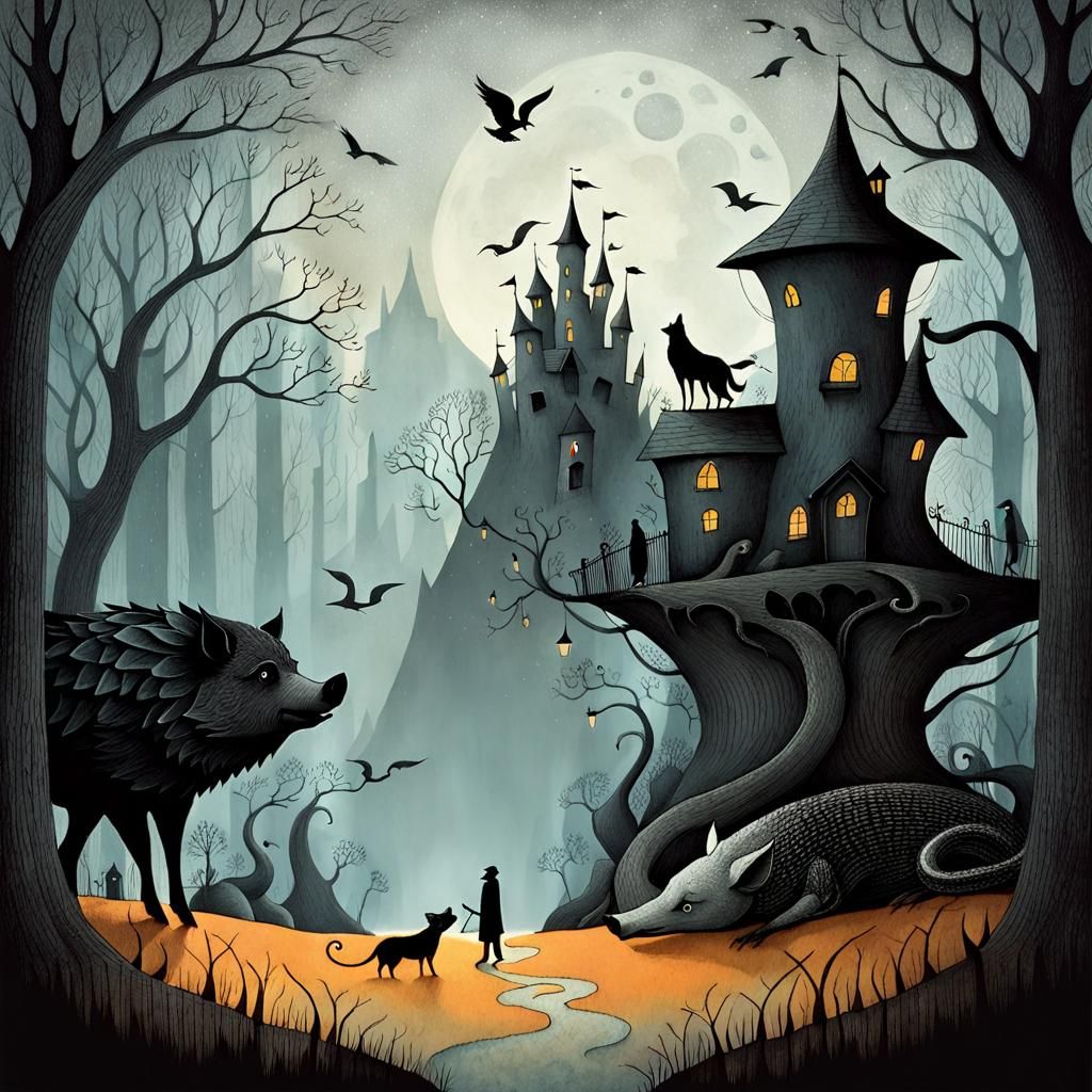 Whimsical Fairytale Illustration of Animal Friends