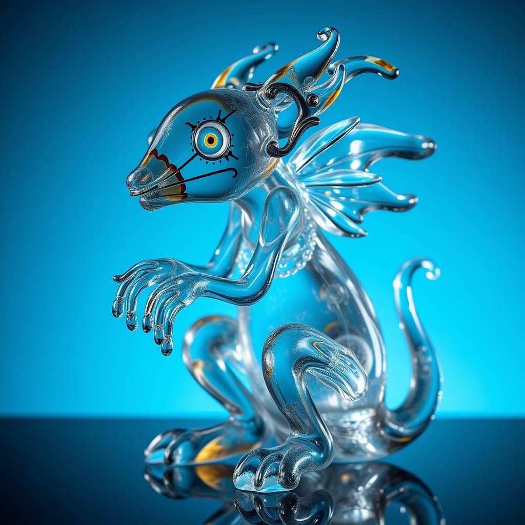 Ethereal Glass Creature in Dreamlike Blue