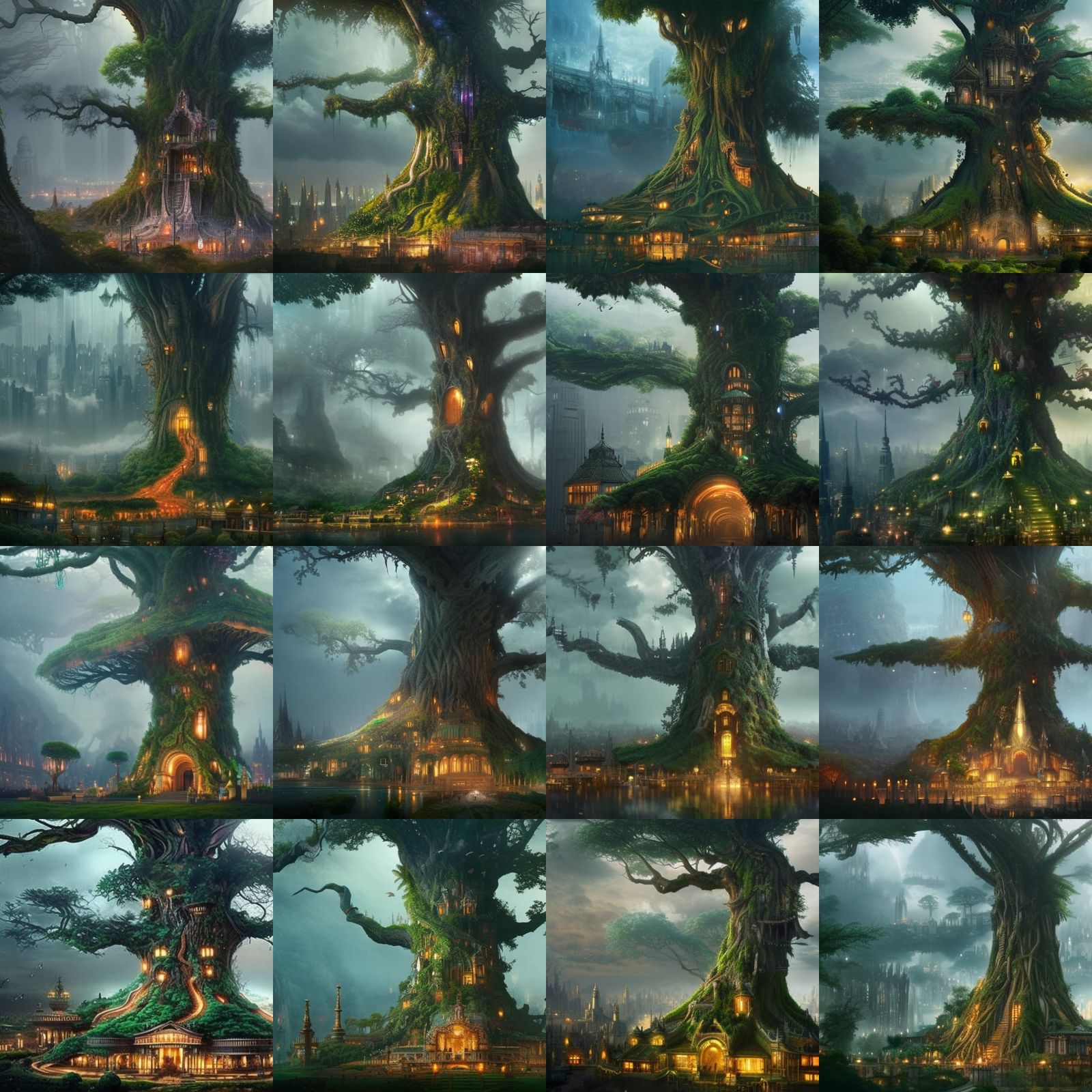 Fantasy City in Giant Tree: Digital Matte Painting